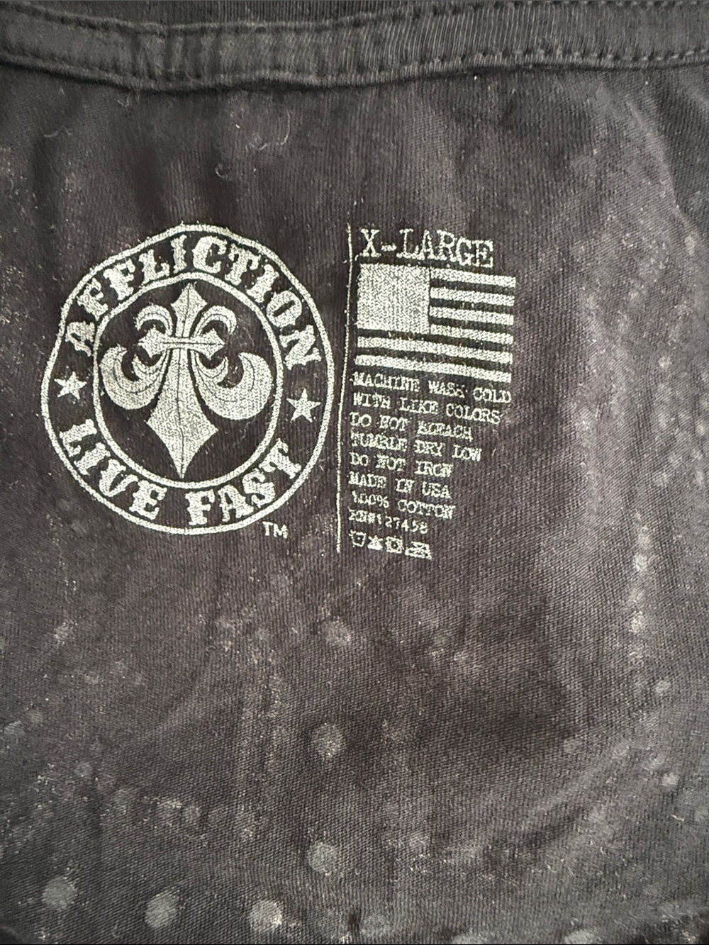 Affliction Black Tee with Silver Emblem - Picture 2 of 4